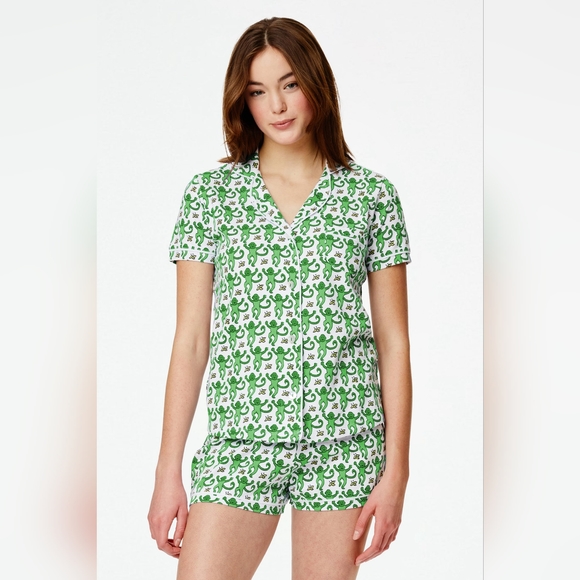 Roller Rabbit Green Monkey Polo Pajamas NEW size XS - Picture 2 of 10